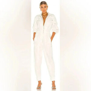 L’Academie Army Coverall Utility Jumpsuit in White x Revolve